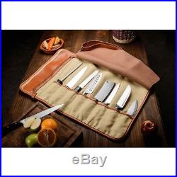 Chef's Knife Roll Up Storage Bag (8-Pocket) Easy-Carry Handle Safe / Secure