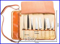 Chef's Knife Roll Up Storage Bag (8-Pocket) Easy-Carry Handle Safe / Secure