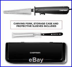 Chefman Electric Knife Bonus Carving Fork & Space Saving Storage Case Included O