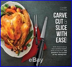 Chefman Electric Knife with Bonus Carving Fork & Space Saving Storage Case I
