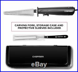 Chefman Electric Knife with Bonus Carving Fork & Space Saving Storage Case In