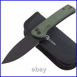 Civivi Conspirator Folding Knife Green Canvas Micarta Handle Pocket Clip