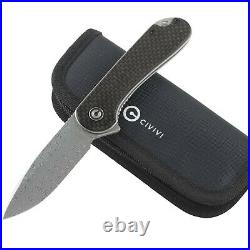 Civivi Elementum Carbon Fiber Black G10 Linerlock Pocket Knife Damascus Blade