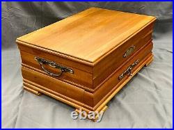 Classic Wooden Silverware Flatware Chest Case Storage Box 2 Compartment