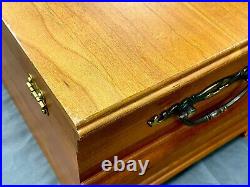 Classic Wooden Silverware Flatware Chest Case Storage Box 2 Compartment