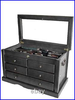 Collector's Choice Solid Wood Knife Display Case Tool Storage Cabinet with 5 Dr