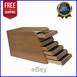 Collectors Knife Cabinet 7 Drawer Solid Wood Display Case Tool Storage Natural