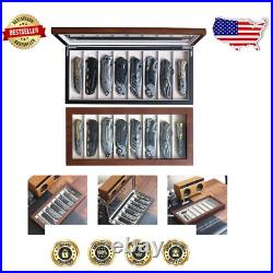 Compact 8-Slot Knife Holder with Real Glass Window Perfect for Collectors Compact 8-Slot Knife Holder with Real Glass Window Perfect for Collectors