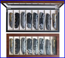 Compact 8-Slot Knife Holder with Real Glass Window Perfect for Collectors Compact 8-Slot Knife Holder with Real Glass Window Perfect for Collectors