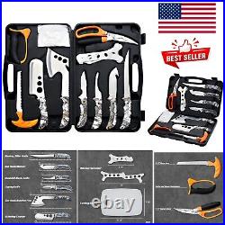 Complete 12-Piece Deer Processing Knife Set with Storage Case and Accessories