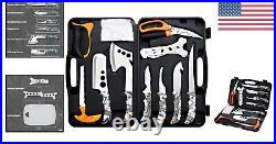 Complete 12-Piece Deer Processing Knife Set with Storage Case and Accessories