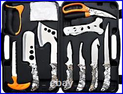 Complete 12-Piece Deer Processing Knife Set with Storage Case and Accessories