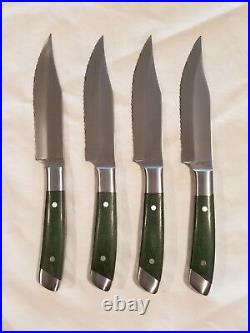 Custom Handmade Green Kitchen/Fillet/Steak Knives withcase