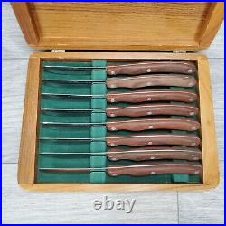 Cutco 1059 Set Of 8 Steak Table Knives With Wood Storage Case Box Euc Condition