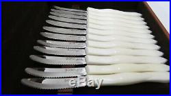 Cutco 12-piece Pearl White Table Knife Set In Cherry Wood Storage Case 1759