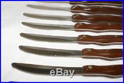 Cutco 8 Piece Steak Knives Set 1059 Serrated Blade Wood Handles with Storage Case
