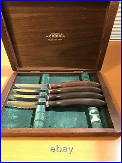 Cutco Steak Knives Model 1058 4 Knives Brown Orange Swirl with Storage Case for 8