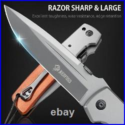 DA52 Pocket Knife for Men, 5'' Large Folding Knife, 11'' Survival Knife with