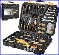 DEKO All In One Household Auto Repair Multi Tool Kit with Storage Case 208 Piece