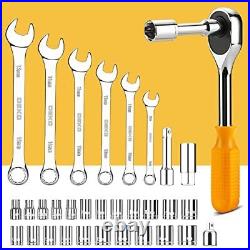 DEKOPRO 228 Piece Socket Wrench Assortment Hand Tools Set Toolbox Storage Case