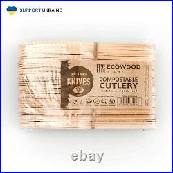 Disposable Wooden Knives 1 Case (2000pcs), Natural Compostable made in Ukraine