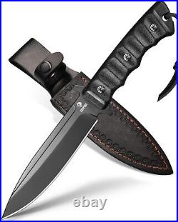 Durable Black Fixed Blade Knife with Non-Slip Grip Perfect for Outdoor Sports