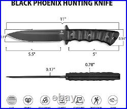 Durable Black Fixed Blade Knife with Non-Slip Grip Perfect for Outdoor Sports