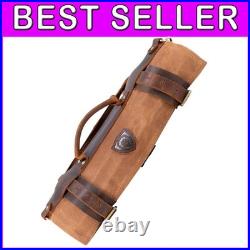 Durable Travel Knife Roll 13 Slots, Water-Resistant Canvas & Leather Design