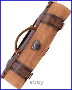 Durable Travel Knife Roll 13 Slots, Water-Resistant Canvas & Leather Design