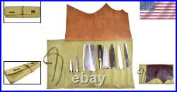 Durable Water-Resistant Waxed Canvas Knife Roll 10 Pockets & Leather Cover Durable Water-Resistant Waxed Canvas Knife Roll 10 Pockets & Leather Cover