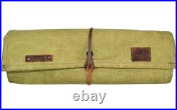 Durable Water-Resistant Waxed Canvas Knife Roll 10 Pockets & Leather Cover Durable Water-Resistant Waxed Canvas Knife Roll 10 Pockets & Leather Cover