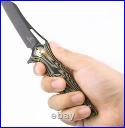 EDC Pocket Knife 3.43 Titanium Coating D2 Blade G10 Handle Liner Lock EDC Knife