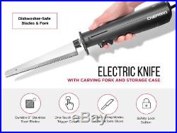 Electric One Touch Knife 8Stainless Steel Blades+Carving Fork, Storage Case