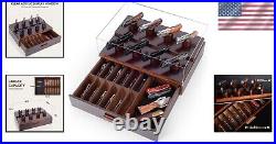 Elegant Two-Tiered Knife Display Case with UV-Proof Acrylic Cover 15.1x10.6