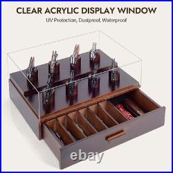 Elegant Two-Tiered Knife Display Case with UV-Proof Acrylic Cover 15.1x10.6