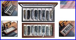 Elegant Walnut Veneer Knife Display Case for 8 Pocket Knives Classic Style