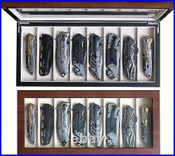 Elegant Walnut Veneer Knife Display Case for 8 Pocket Knives Classic Style