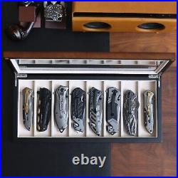 Elegant Walnut Veneer Knife Display Case for 8 Pocket Knives Classic Style