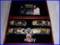 Elvis Presley 4 piece knife set with keychain Wooden box single locking blade