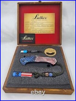 Eric Luther Knives Luther Orphan Custom Patriotic set Pen Bottle Opener Bead