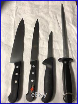 F. Dick 14 pc Knife Set hard storage case with arm strap Johnson & Wales