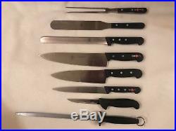 F. Dick Johnson & Wales 14 pc knife set with hard storage case and arm strap