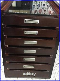 Fancy Rosewood Collector Knife Display Tool Storage Cabinet Case, Solid Rosewood