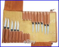 Full Grain Handmade Leather Chef Roll Knife&Cutlery Carry Case Storage Tool Kit