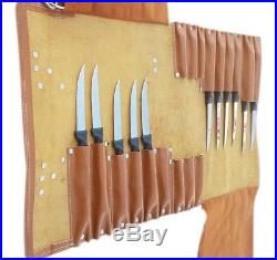 Full Grain Handmade Leather Chef Roll Knife&Cutlery Carry Case Storage Tool Kit