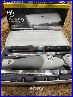 GE Electric Knife & Carving Set Deluxe Accessory Fork Bread & Meat Blades Case