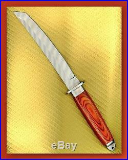 German Herbertz Tanto Fixed Blade Knife, Sheath & Cape Buffalo Storage Case