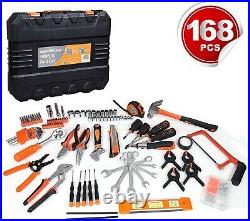 General household tool kit hard storage case black and red 168 pieces new