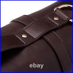 Genuine Brown Leather Knife Roll Storage Bag Case 10 Pockets & Shoulder Strap