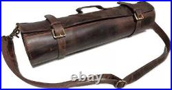 Genuine Buffalo Leather Knife Roll Storage Bag Case Chef's Holder 10 Pockets